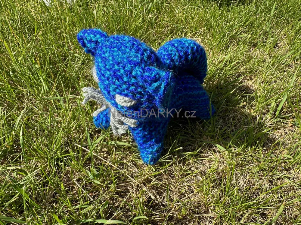 Pletená kočička - modrá - jen jeden kus