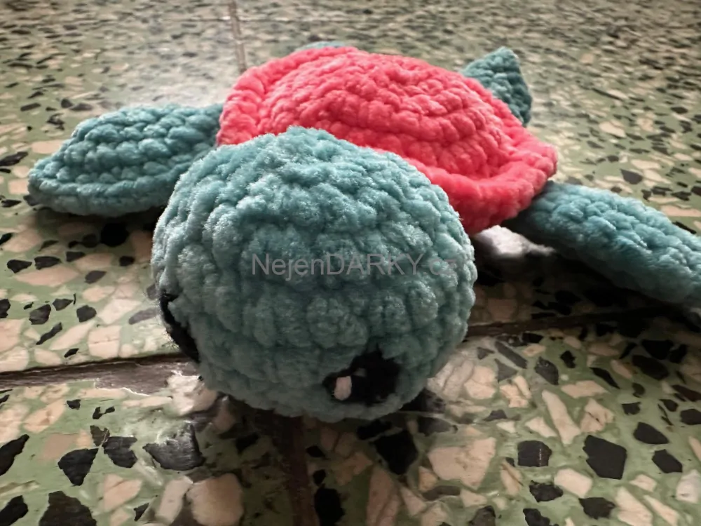 Roztomilá hebká želvička - tyrkysovočervená