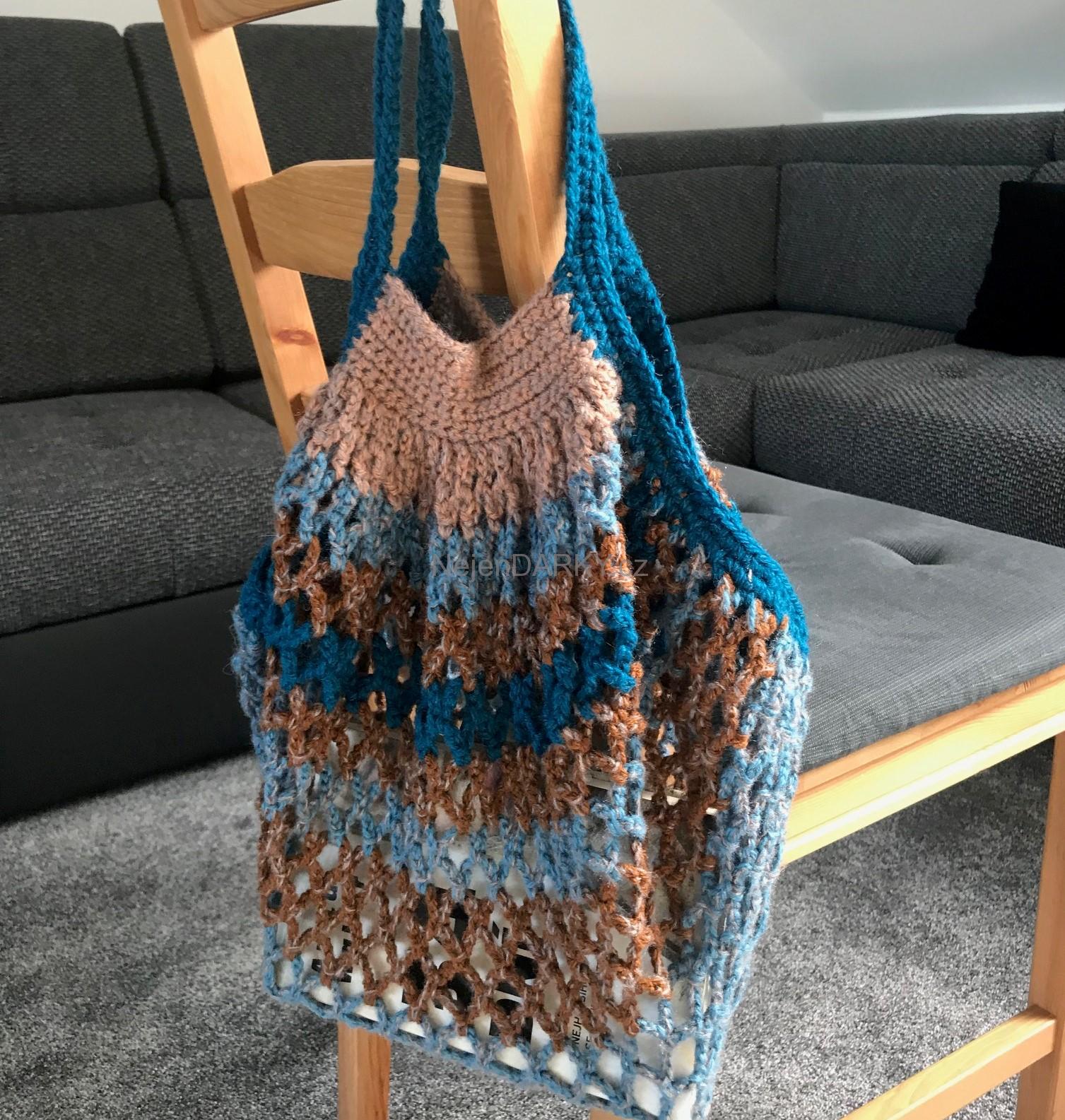 ORIGINÁL Dokonalá taška síťovka hnědo-modrá