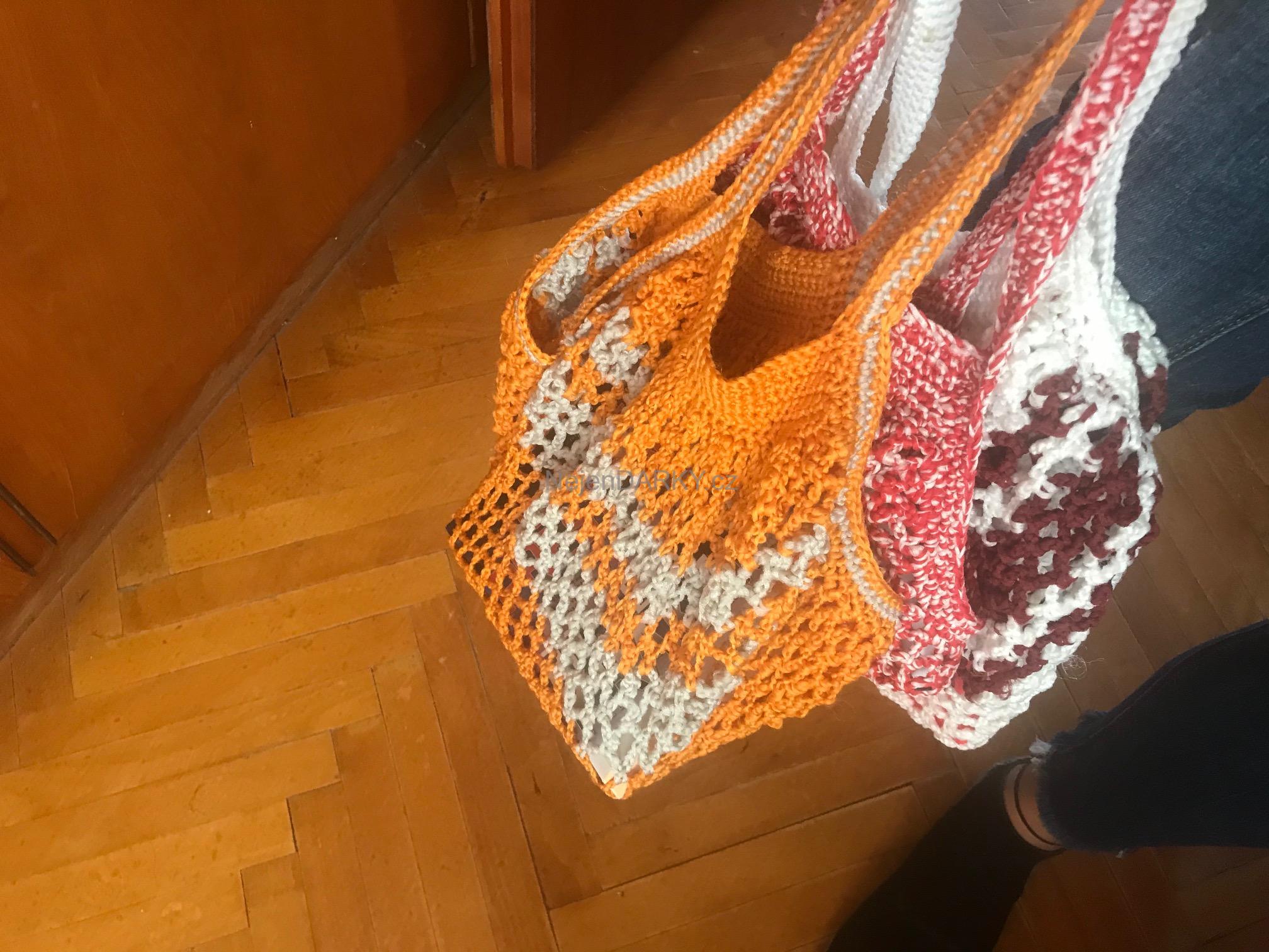 ORIGINÁL Jedinečná taška síťovka oranžovo bílá