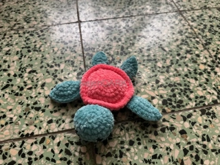 Roztomilá hebká želvička - tyrkysovočervená